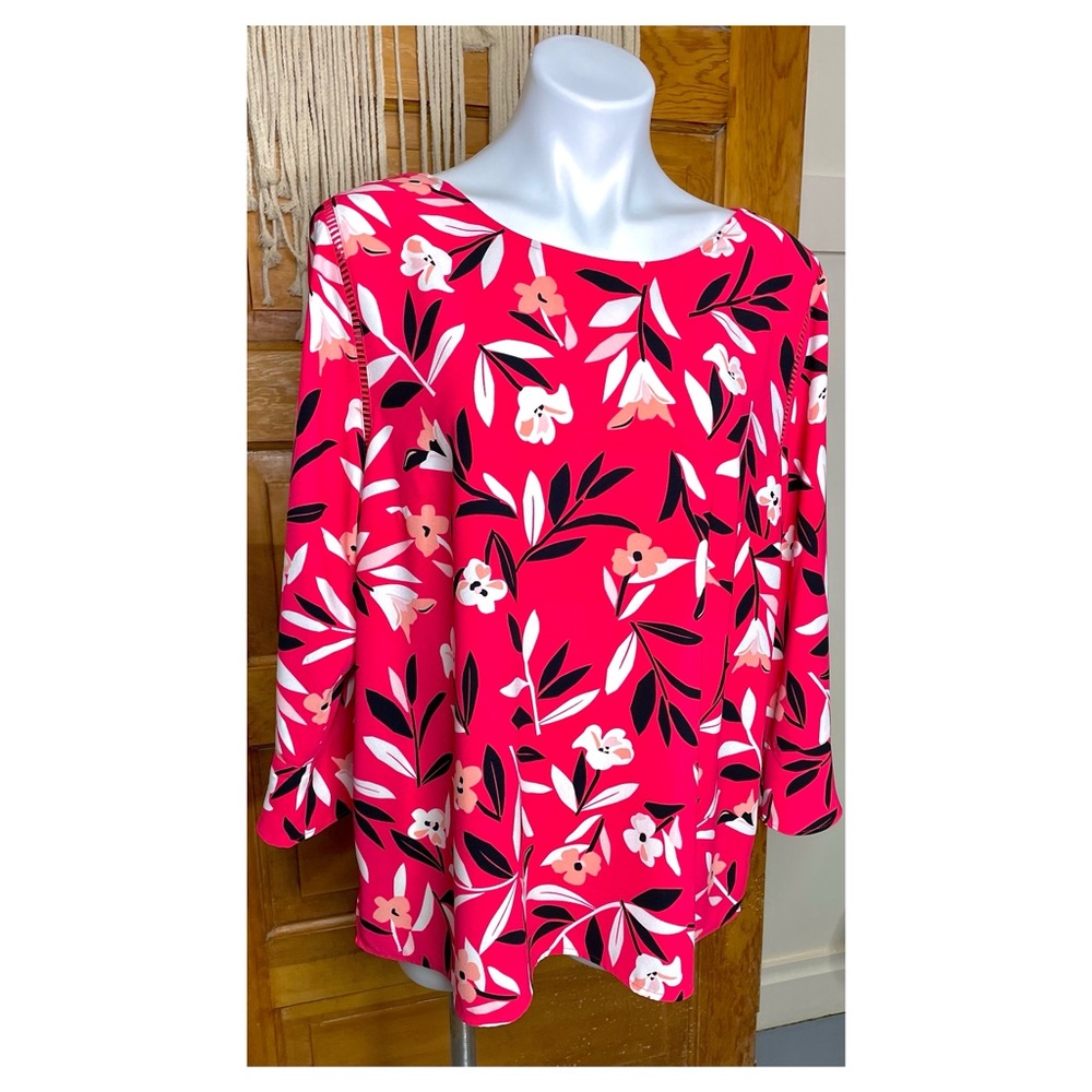 Talbots Pink Floral Boatneck Blouse
